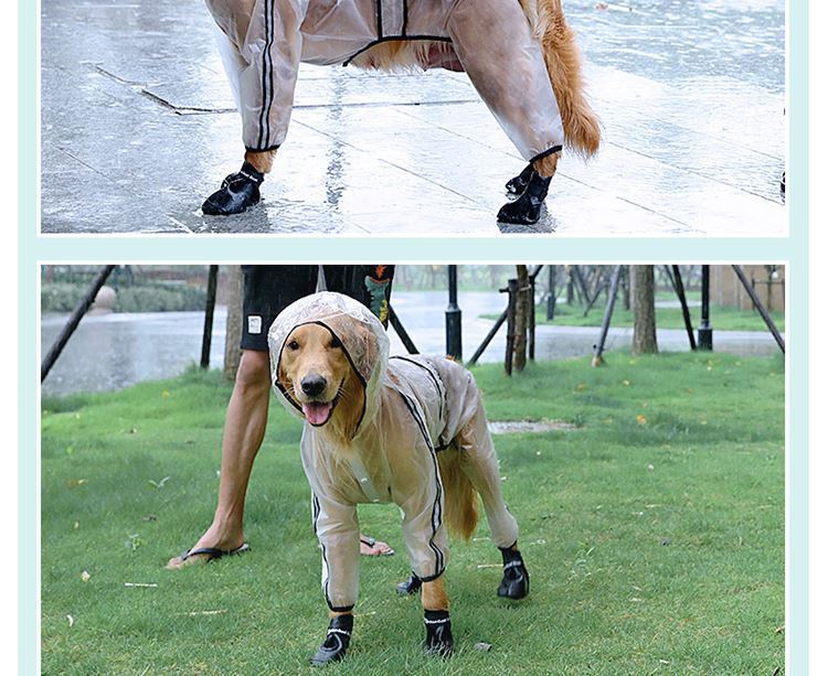 Large Waterproof Pet Raincoat With Hood