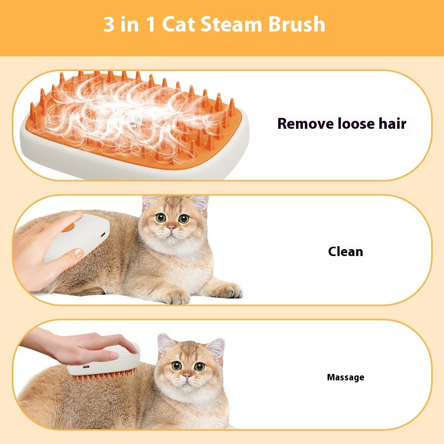 USB Rechargeable Pet Grooming Steam Brush Comb