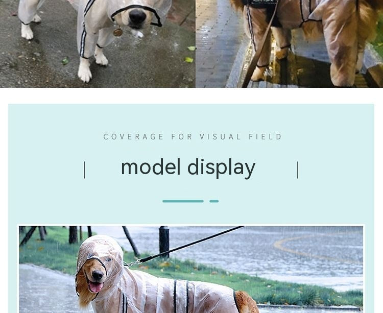 Large Waterproof Pet Raincoat With Hood