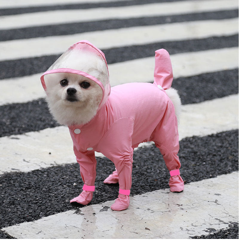 Four-Legged Waterproof Pet Raincoat With Rain Shoes