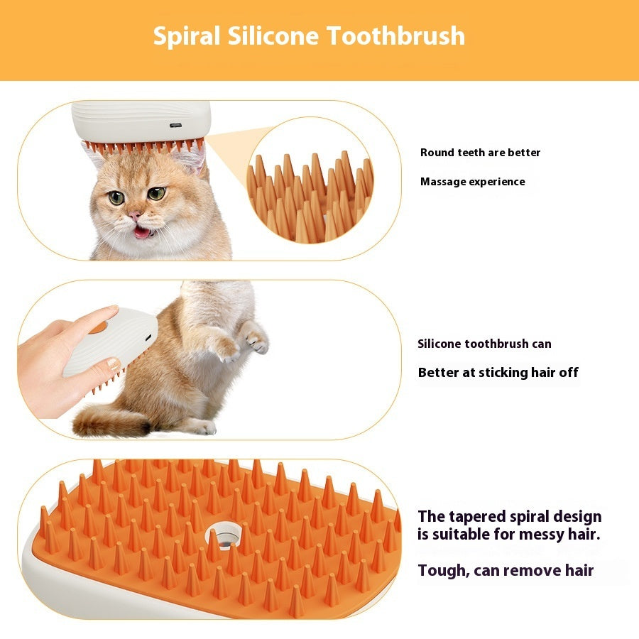 USB Rechargeable Pet Grooming Steam Brush Comb