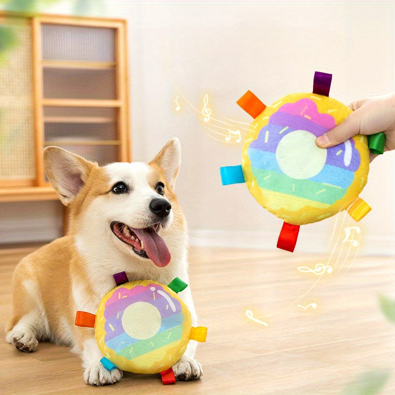 Cartoon Plush Flying Disc Pet Toy Durable Outdoor Training Flyer