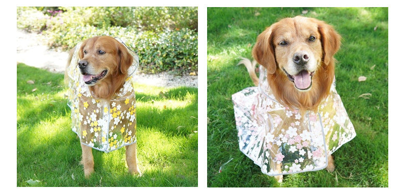 Floral TPU Waterproof Pet Raincoat Cloak Universal Size