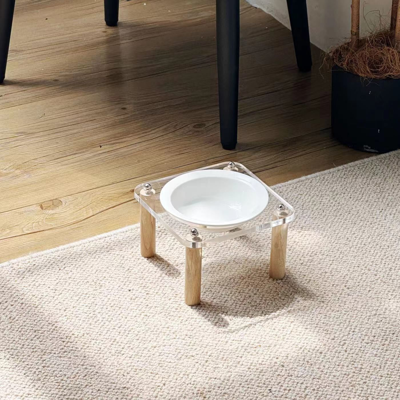 Ceramic Double Pet Bowl With Elevated Anti Spill Stand