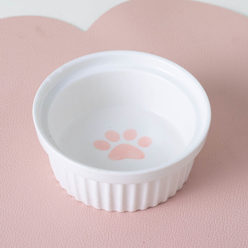 Ceramic Double Pet Bowl With Tall Angled Elevated Design
