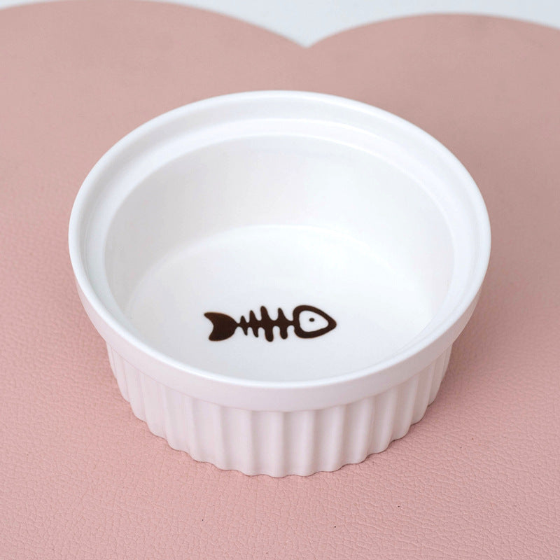 Ceramic Double Pet Bowl With Tall Angled Elevated Design