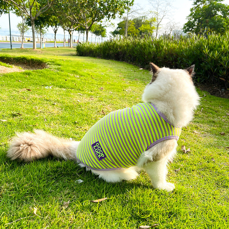 Cool Breathable Striped Pet Vest Clothing