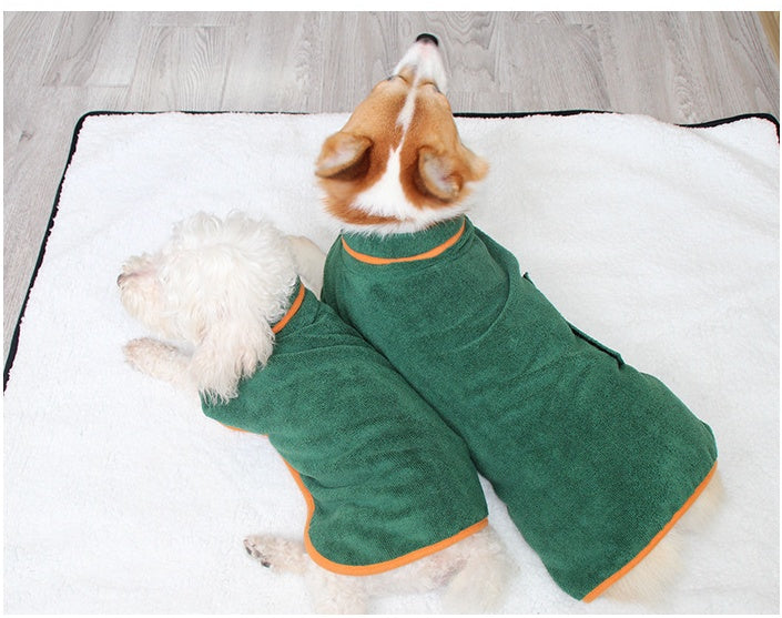 Pet Bathing Robe Shirt with Tucked Waist