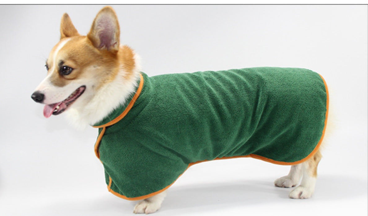 Pet Bathing Robe Shirt with Tucked Waist