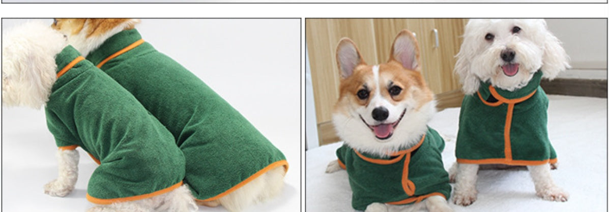 Pet Bathing Robe Shirt with Tucked Waist