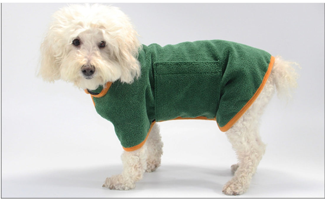 Pet Bathing Robe Shirt with Tucked Waist