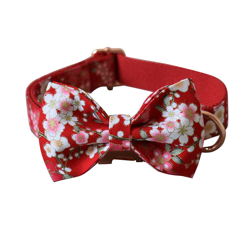 Floral Red Pet Harness And Leash Set For Female Pets