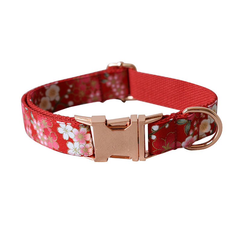 Floral Red Pet Harness And Leash Set For Female Pets