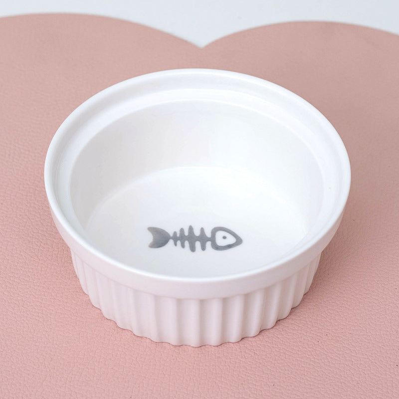 Ceramic Double Pet Bowl With Tall Angled Elevated Design