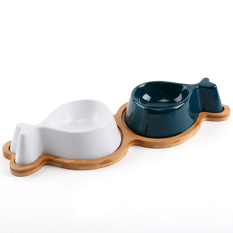 Glass Pet Bowl With Wooden Stand