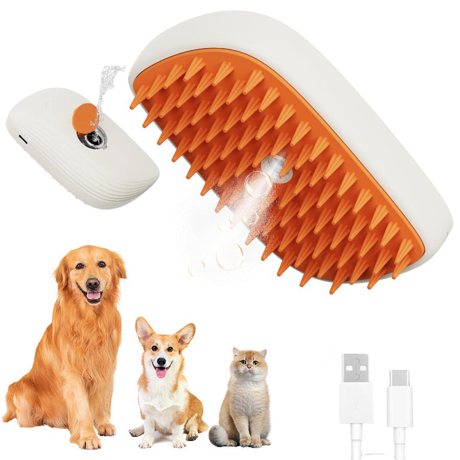 USB Rechargeable Pet Grooming Steam Brush Comb