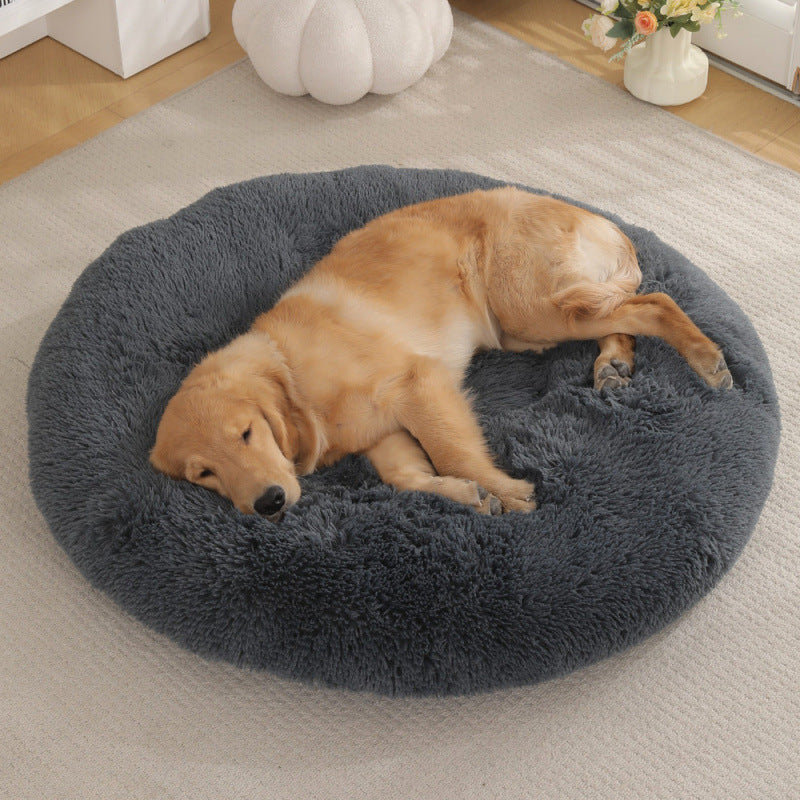 Round Plush Warm Pet Bed Comfortable Sleeping Mat House
