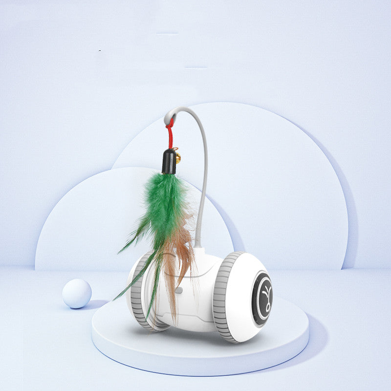 Interactive Pet Toy With Interchangeable Heads Feather Teaser Toy