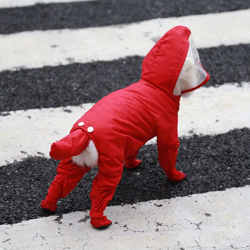 Four-Legged Waterproof Pet Raincoat With Rain Shoes