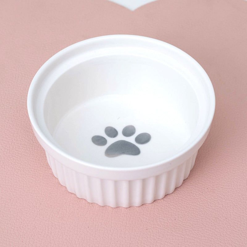Ceramic Double Pet Bowl With Tall Angled Elevated Design
