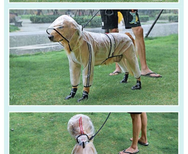 Large Waterproof Pet Raincoat With Hood