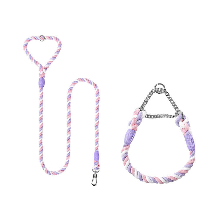 Woven Cotton Pet Leash and Collar Set