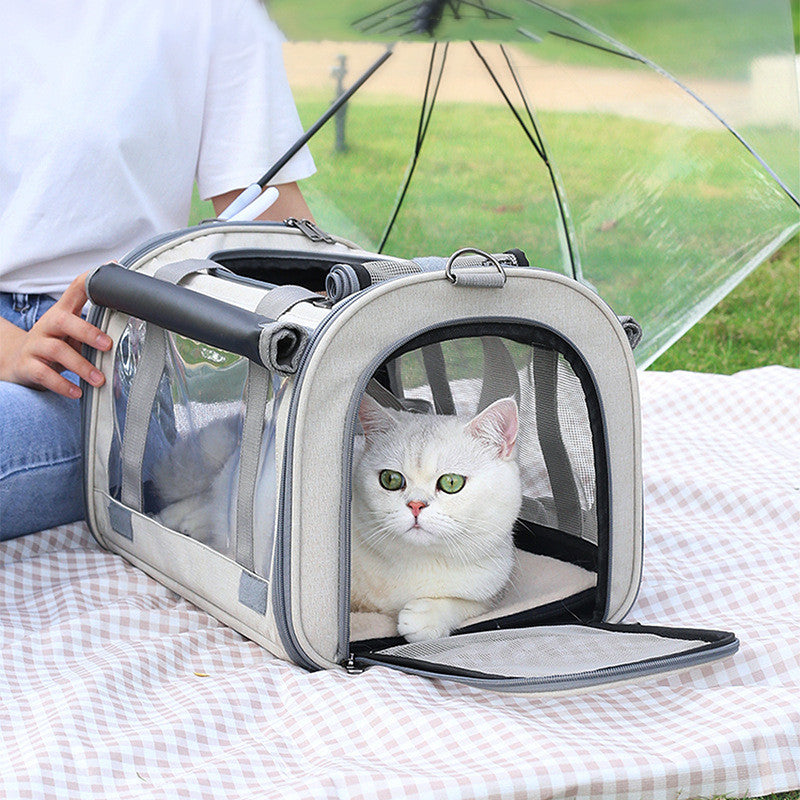 Outdoor Portable Pet Bag With Transparent Breathable Foldable Design