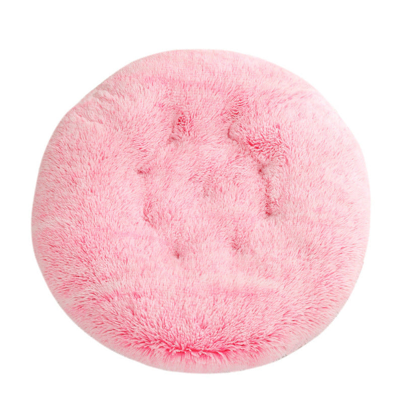Round Plush Warm Pet Bed Comfortable Sleeping Mat House