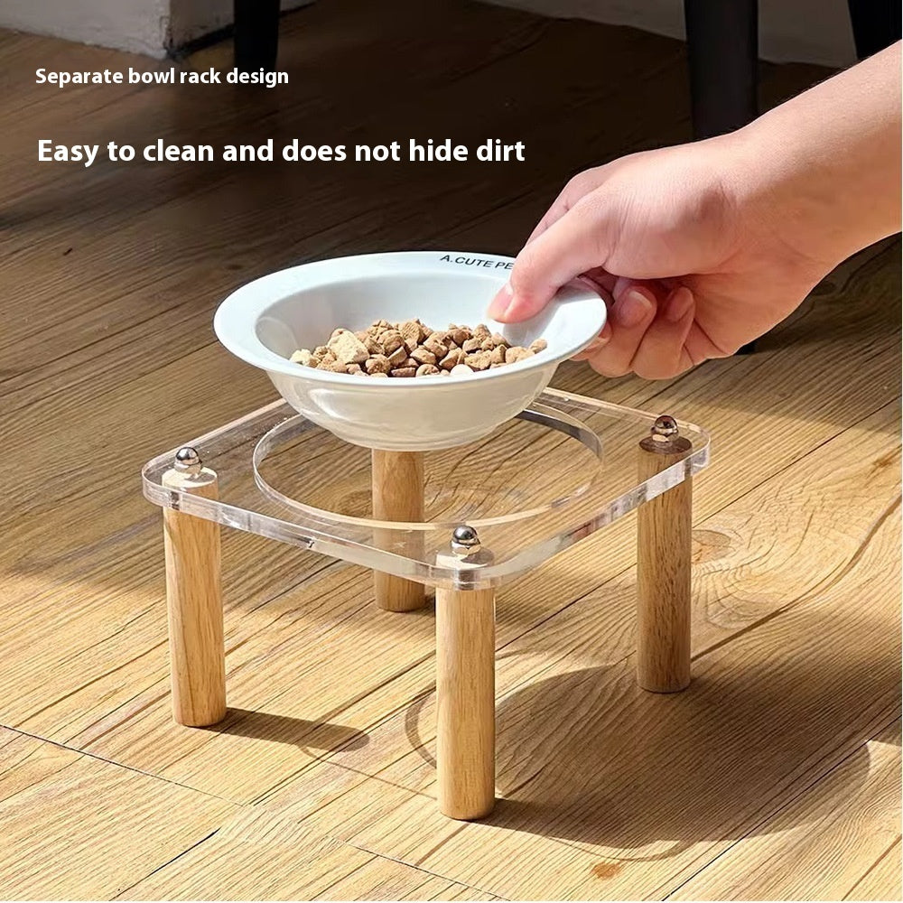 Ceramic Double Pet Bowl With Elevated Anti Spill Stand