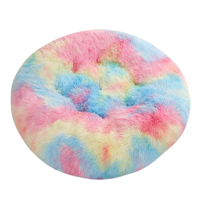 Round Plush Warm Pet Bed Comfortable Sleeping Mat House