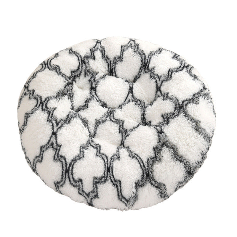 Round Plush Warm Pet Bed Comfortable Sleeping Mat House