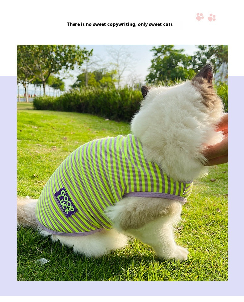 Cool Breathable Striped Pet Vest Clothing