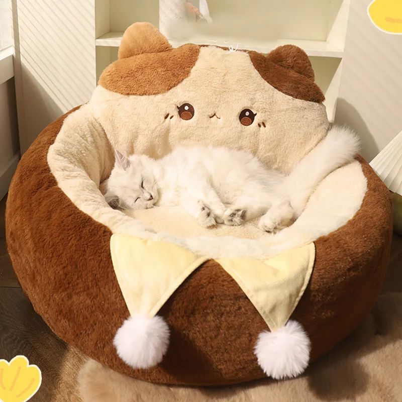 Round Soft Warm Pet Bed Cushion For Deep Comfortable Sleep
