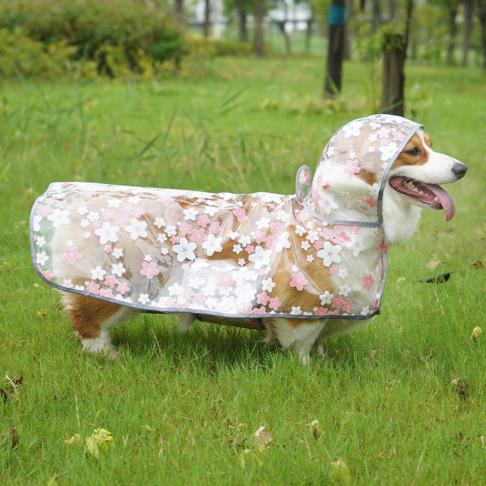 Floral TPU Waterproof Pet Raincoat Cloak Universal Size