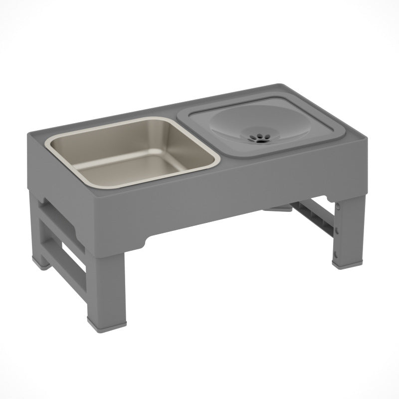Adjustable Elevated Stainless Steel Double Pet Feeding Bowl Set