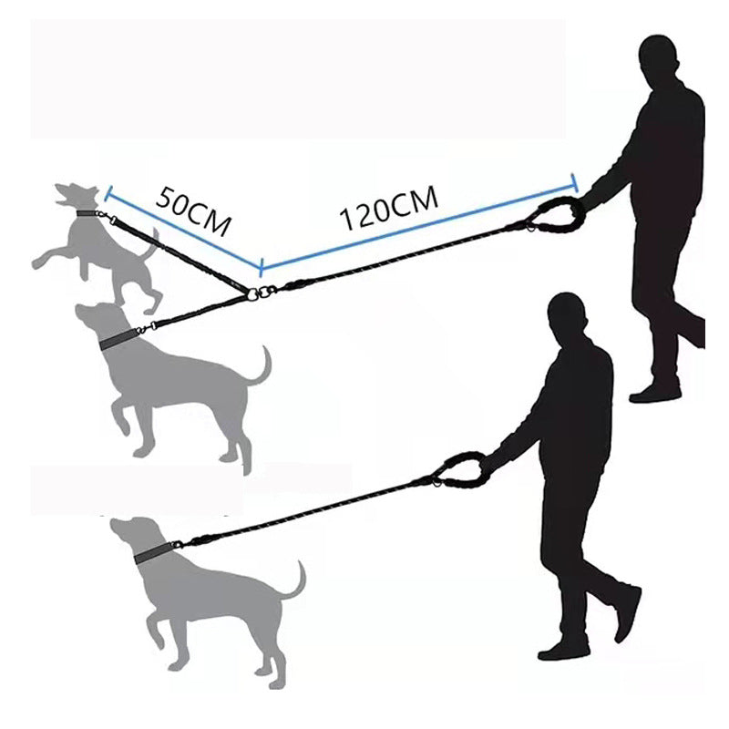 Polyester Pet Reflective One Drag Two Traction Rope