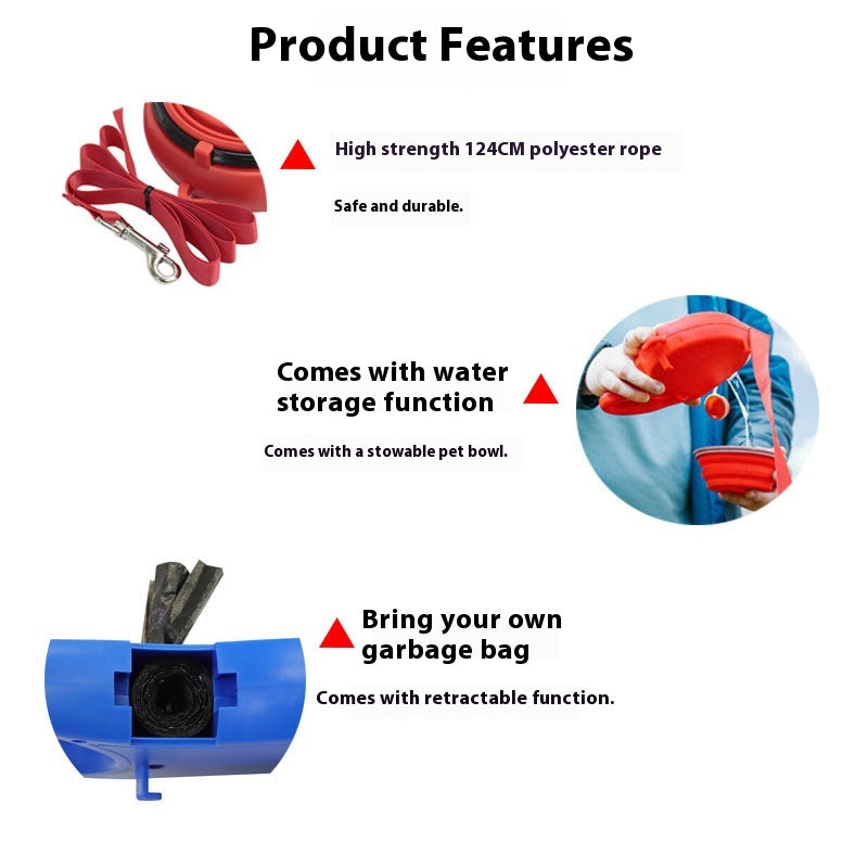 Portable 3 In 1 Pet Water Bottle With Leash