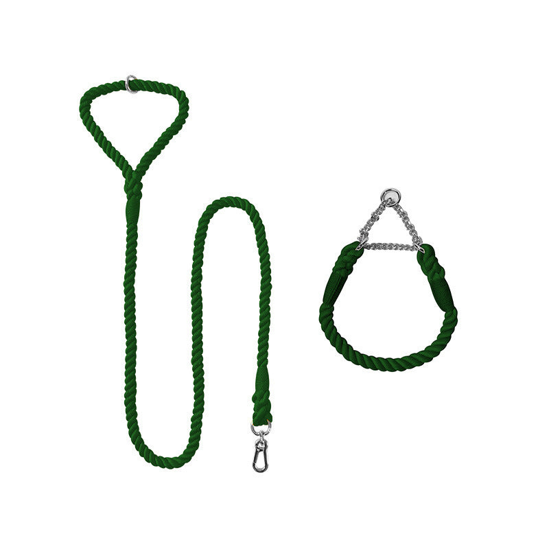 Woven Cotton Pet Leash and Collar Set