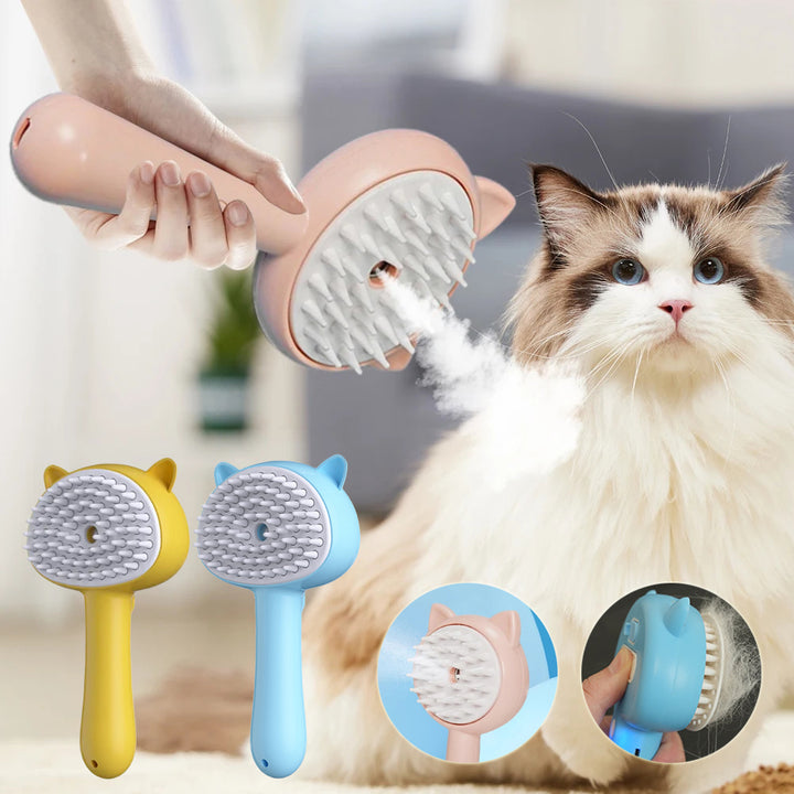 Rechargeable Self-Cleaning Pet Grooming Brush with Mist
