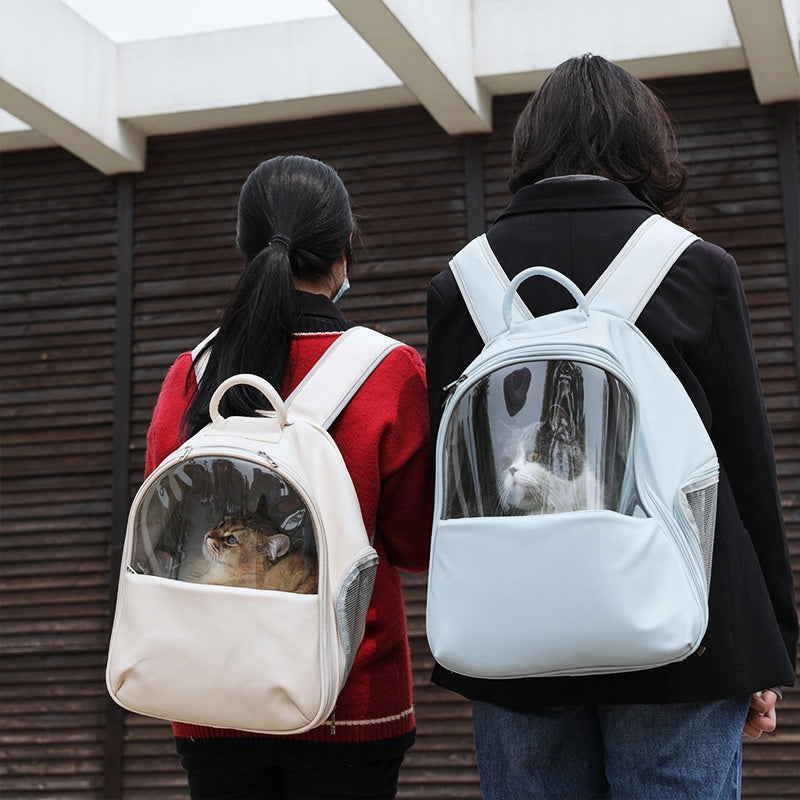 Pet Backpack With Half Window Heating And Airflow System