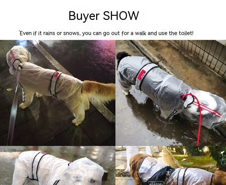 Large Waterproof Pet Raincoat With Hood
