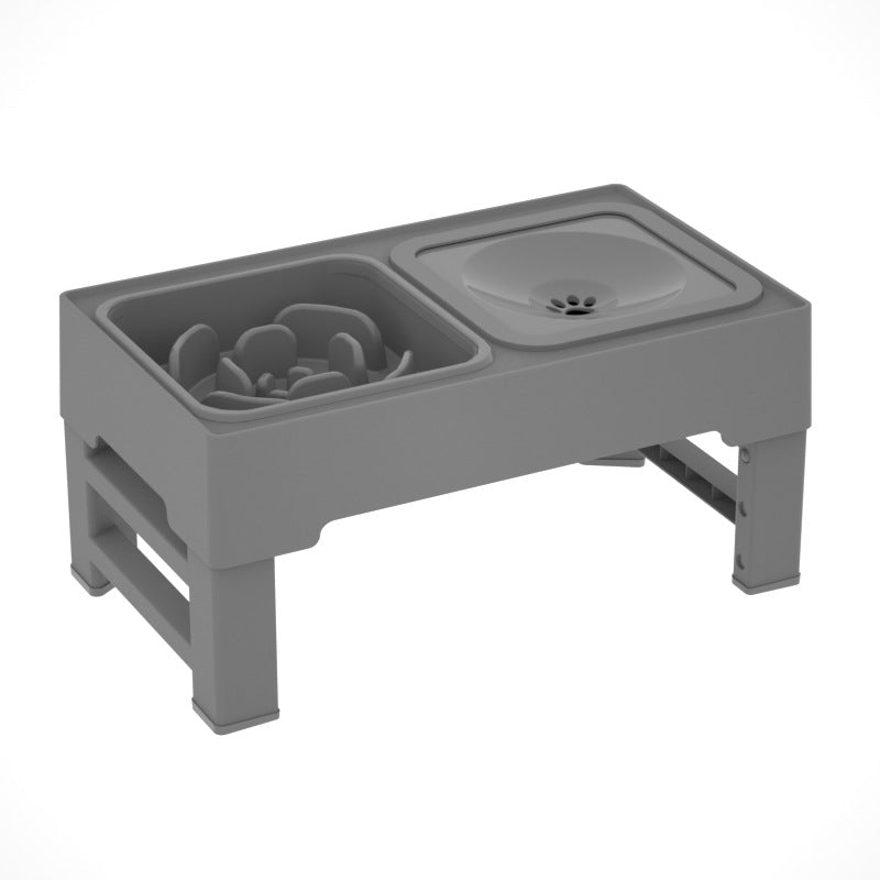 Adjustable Elevated Stainless Steel Double Pet Feeding Bowl Set
