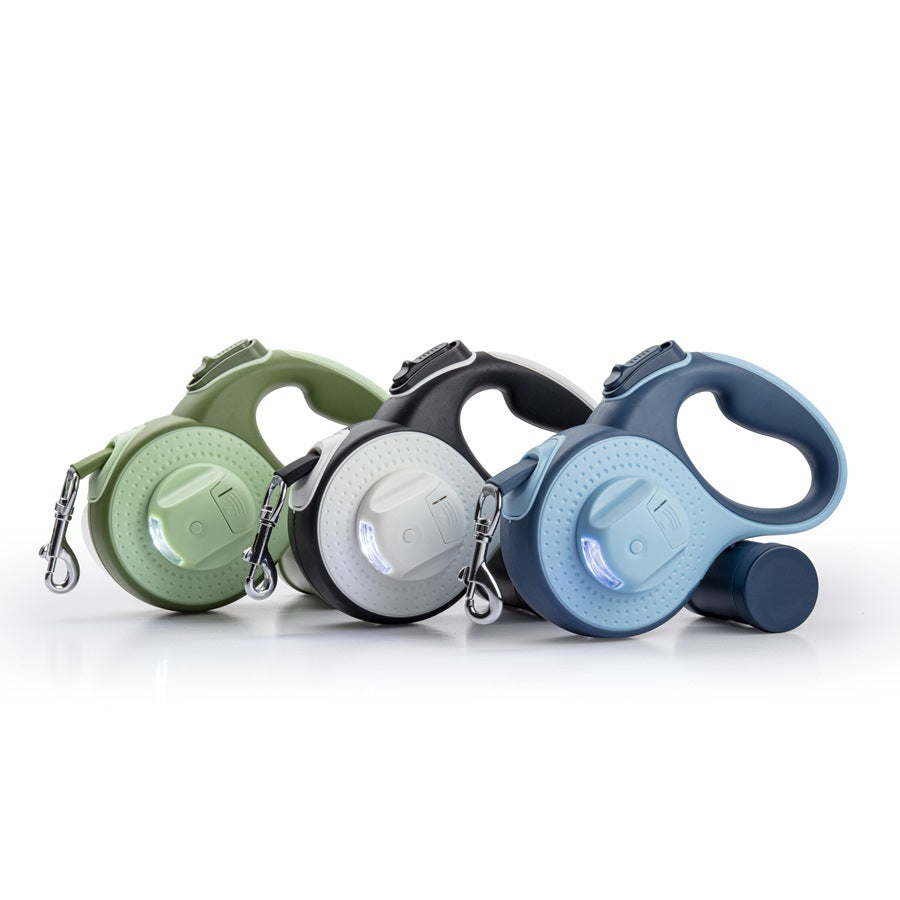 Automatic Retractable Pet Leash With Built In Waste Bag Dispenser