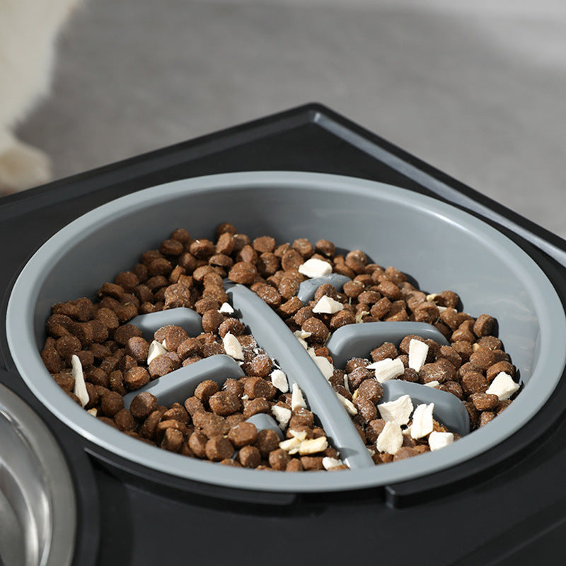 Adjustable Elevated Stainless Steel Slow Feed Pet Bowl