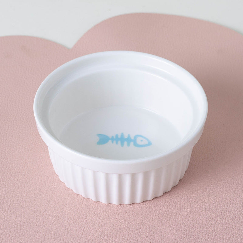 Ceramic Double Pet Bowl With Tall Angled Elevated Design
