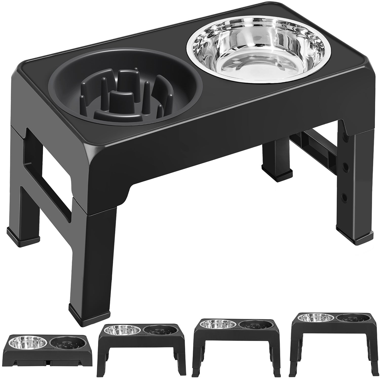 Adjustable Elevated Pet Food Bowl Integrated Design