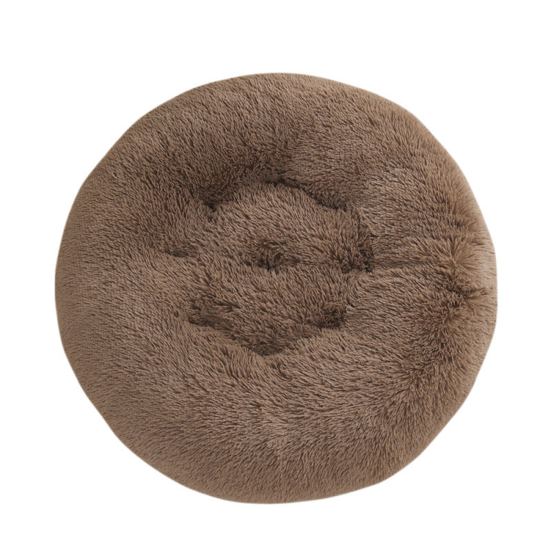 Round Plush Warm Pet Bed Comfortable Sleeping Mat House