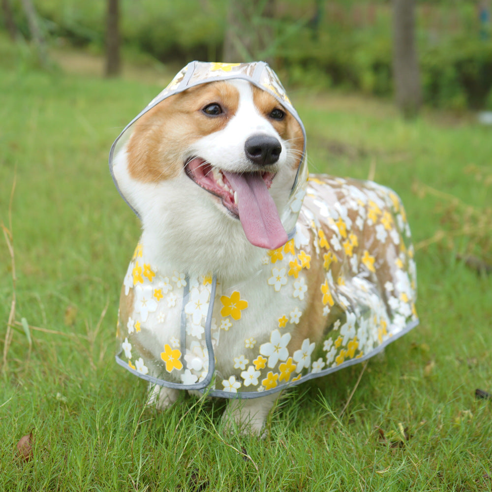 Floral TPU Waterproof Pet Raincoat Cloak Universal Size