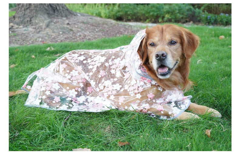 Floral TPU Waterproof Pet Raincoat Cloak Universal Size