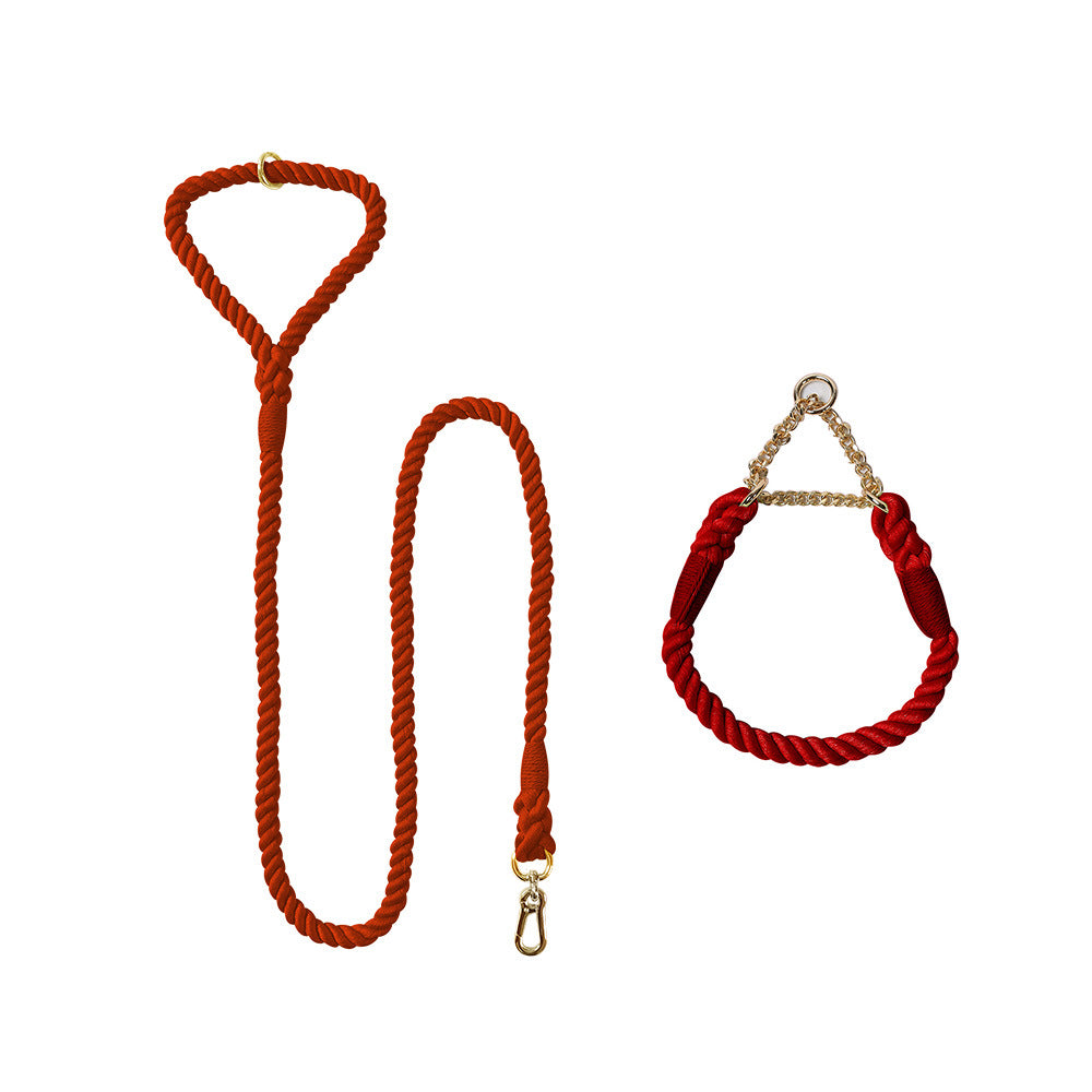 Woven Cotton Pet Leash and Collar Set